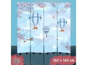 Pembatas Ruangan Langit Biru Balon Udara 4 panel