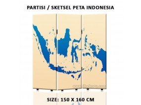 Pembatas Ruangan Peta Indonesia Golden Brown