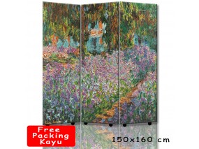 Pembatas Ruangan Sketsel Partisi Iri's in Monet's Garden By Claude Monet 3 Panel